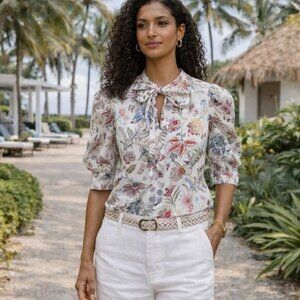 Polo Ralph Lauren Watson Floral Linen Puff Sleeve Blouse